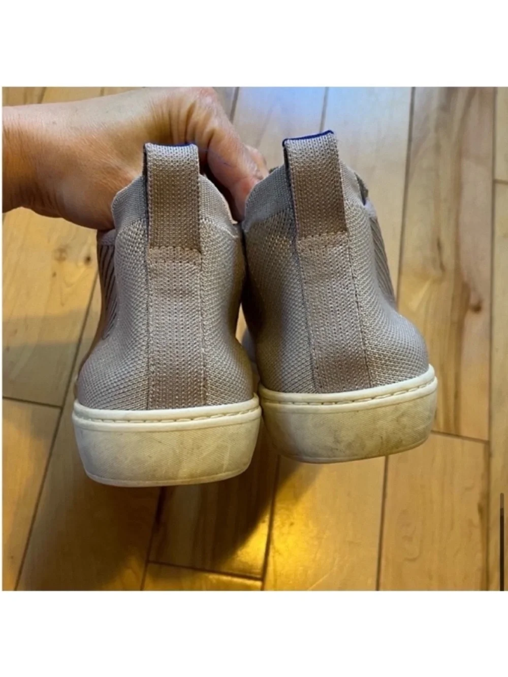 Rothy's The Chelsea Ankle Boot in Lilac Gray pull on high top style size 8.5